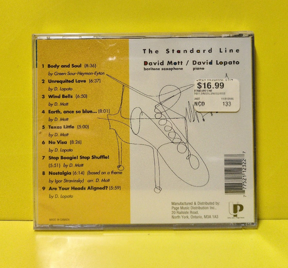 David Mott, David Lopato - The Standard Line - UTY 133 - New - Sealed - CDs - Canada Import