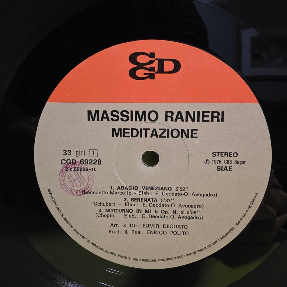 Ranieri  - Meditazione  - 1976 - CGD 69228 - Used - EX - Vinyl