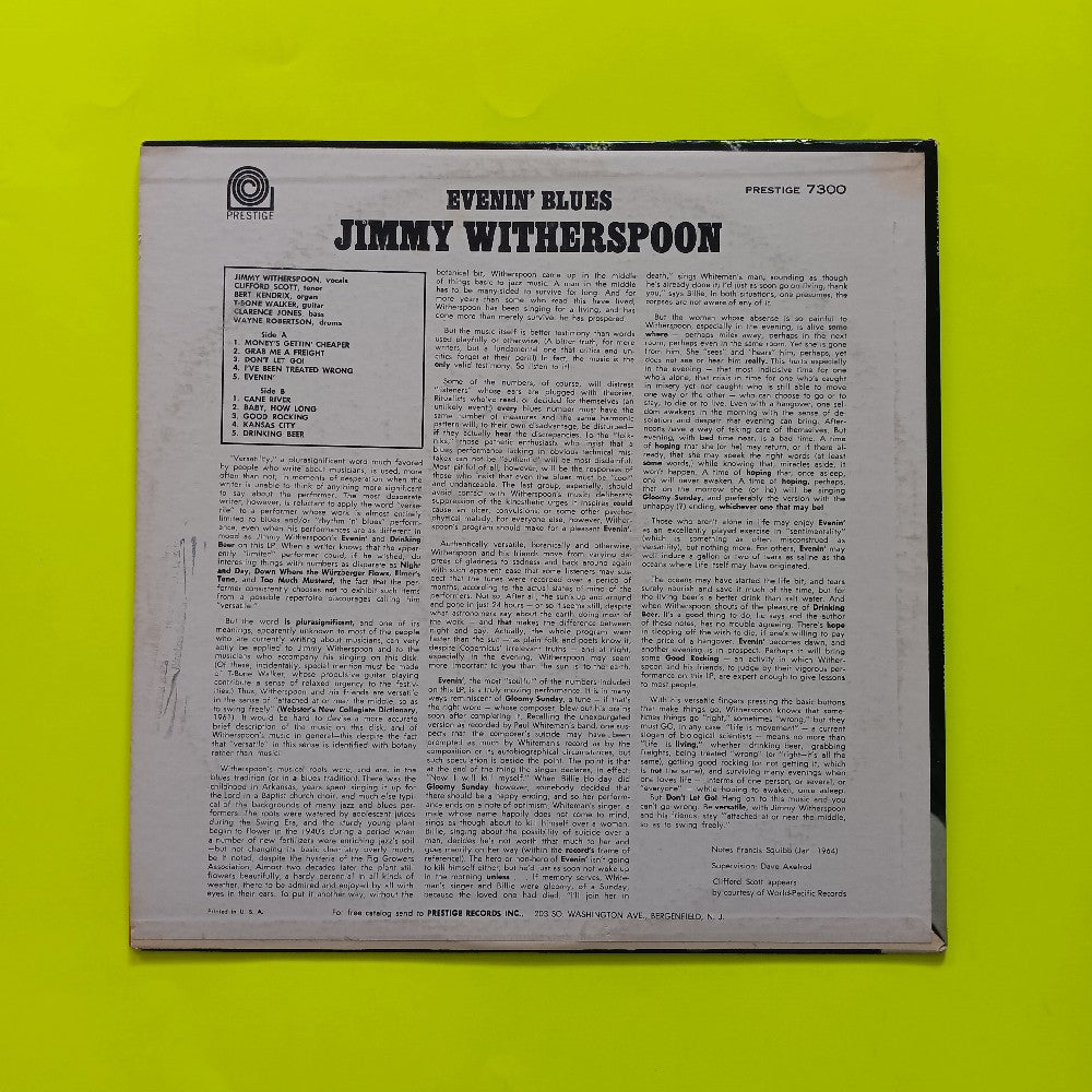 Jimmy Witherspoon - Evenin' Blues RVG Mono - 1964 - PR 7300 - Used - VG+ - Vinyl