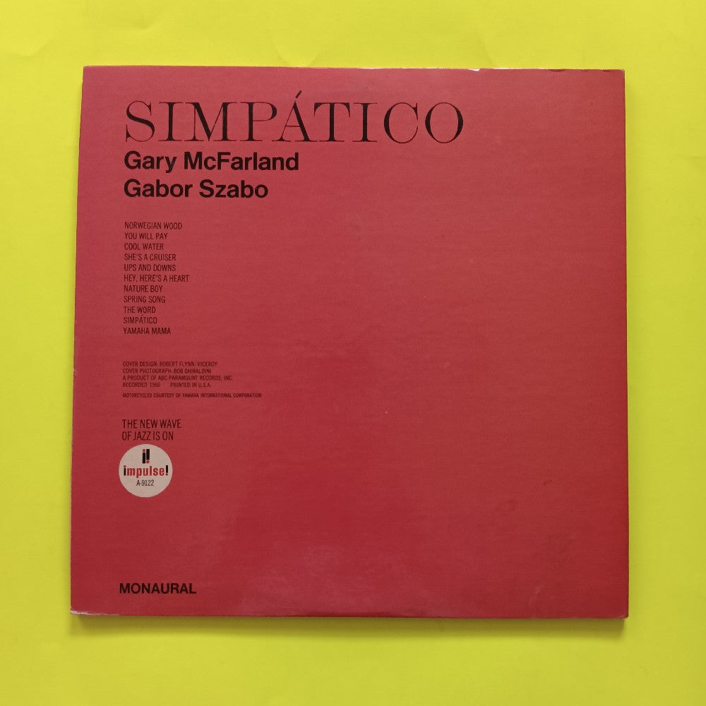 Gary McFarland & Gabor Szabo - Simpatico OG Mono PROMO - 1966 - A-9122 - Used - VG+ - Vinyl