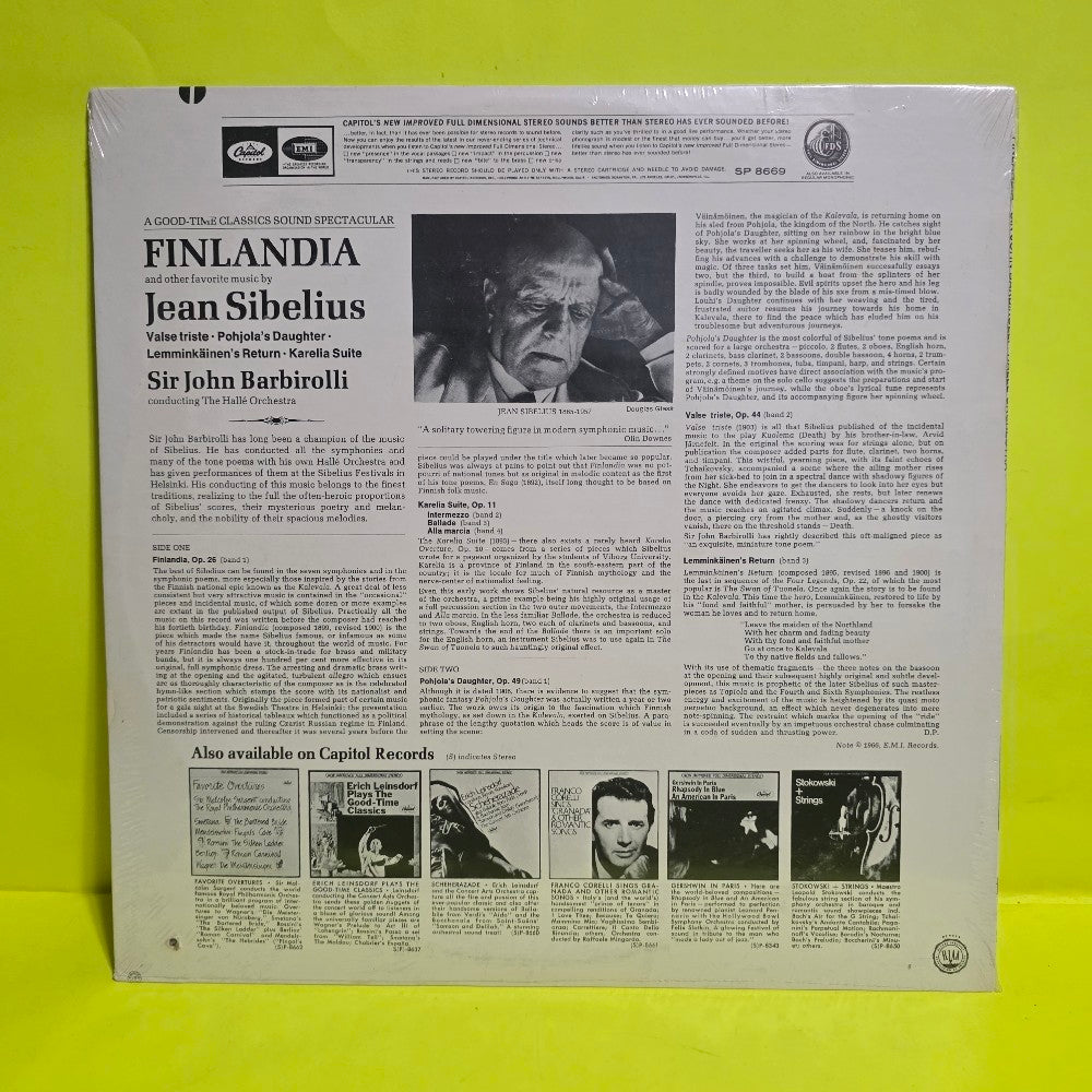 Sir John Barbirolli - Finlandia And Other Favorite Music By John Sibelius - 1966 - SP 8669 - New - Sealed - Vinyl