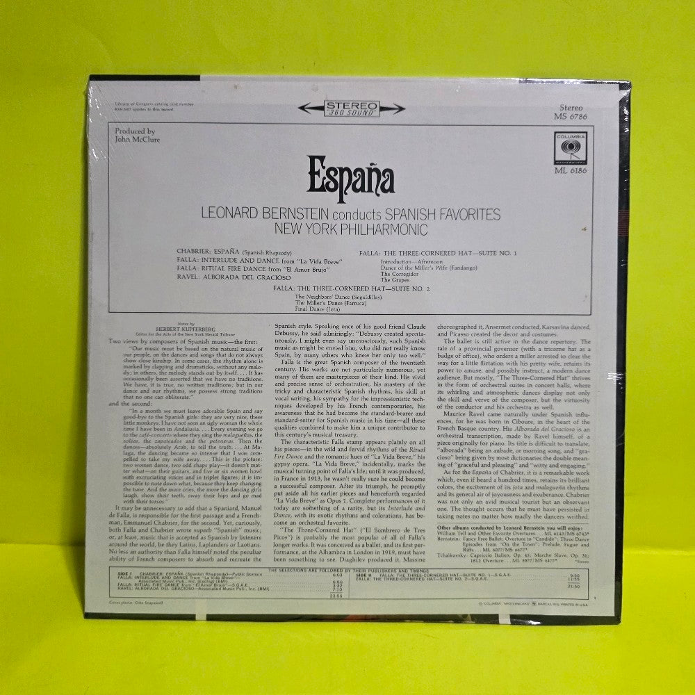 Leonard Bernstein Conducts New York Philharmonic  - Espana - 1965 - MS 6786 - New - Sealed - Vinyl