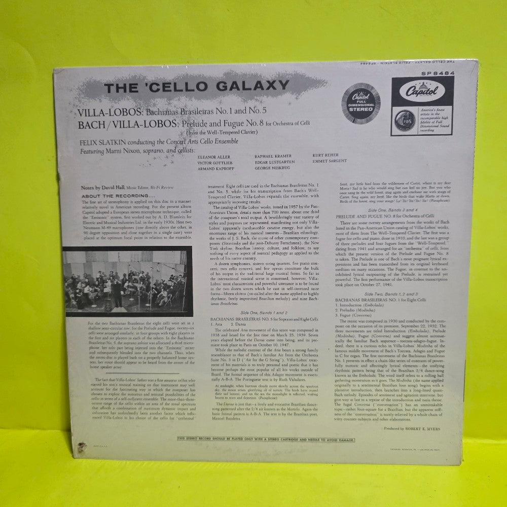 Villa-Lobos / Bach / Felix Slatkin ( Conducting The Concert Arts Cello Ansemble  - The Cello Galaxy  - 1962 - SP-8484 - New - Sealed - Vinyl
