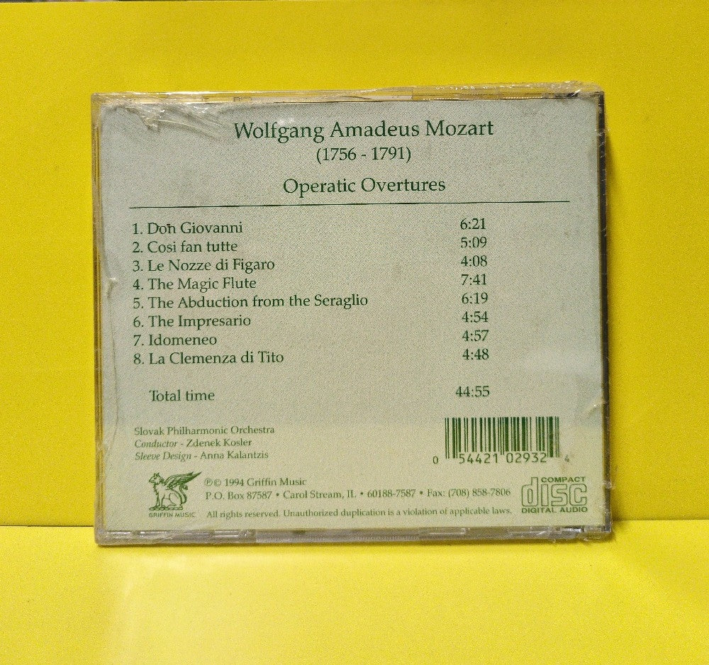Wolfgang Amadeus Mozart, Slovak Philharmonic Orchestra, Zdeněk Košler - Operatic Overtures - 1994 - GCD-293-2 - New - Sealed - CDs