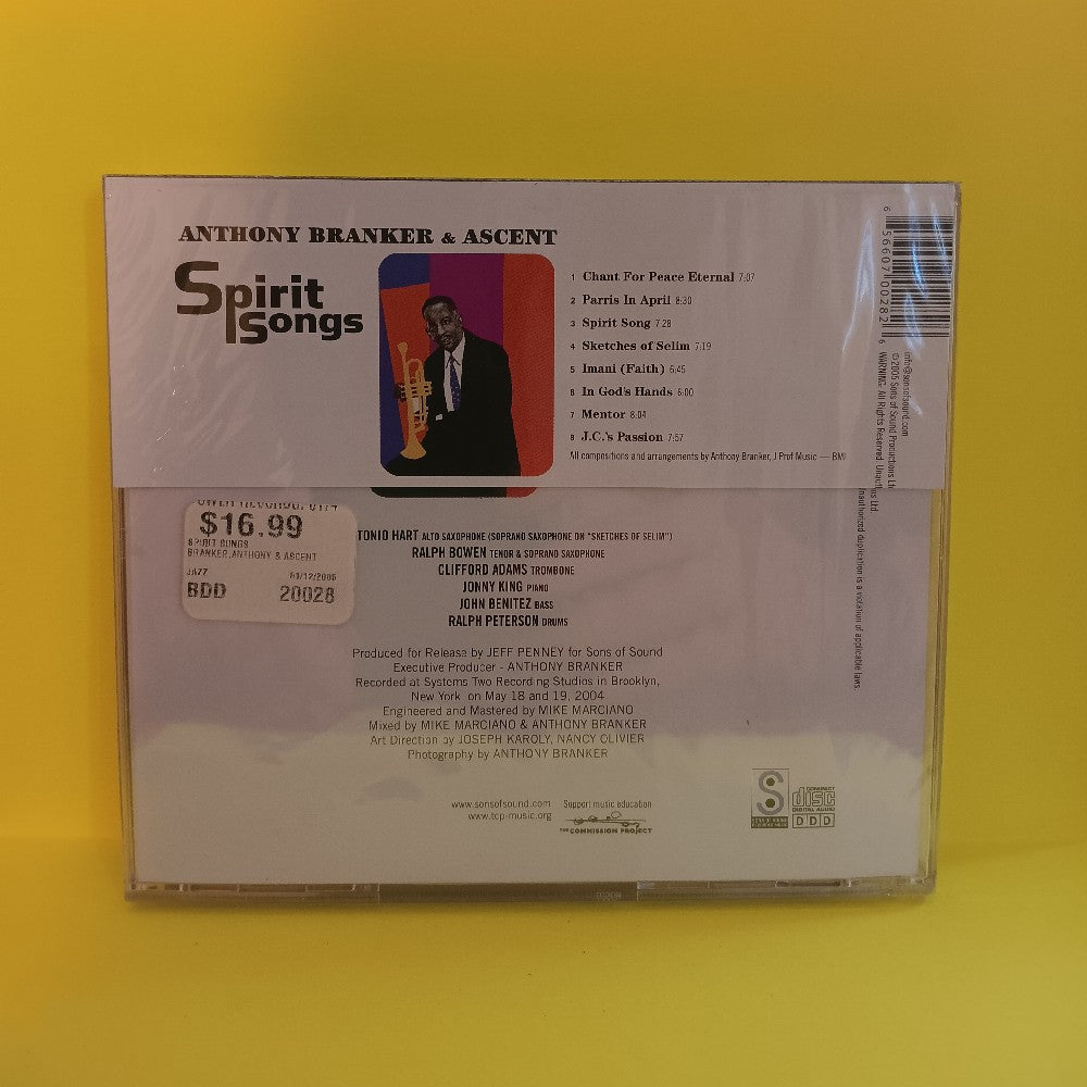 Anthony Branker & Ascent - Spirit Songs - 2005 - SSPCD028 - New - Sealed - CDs
