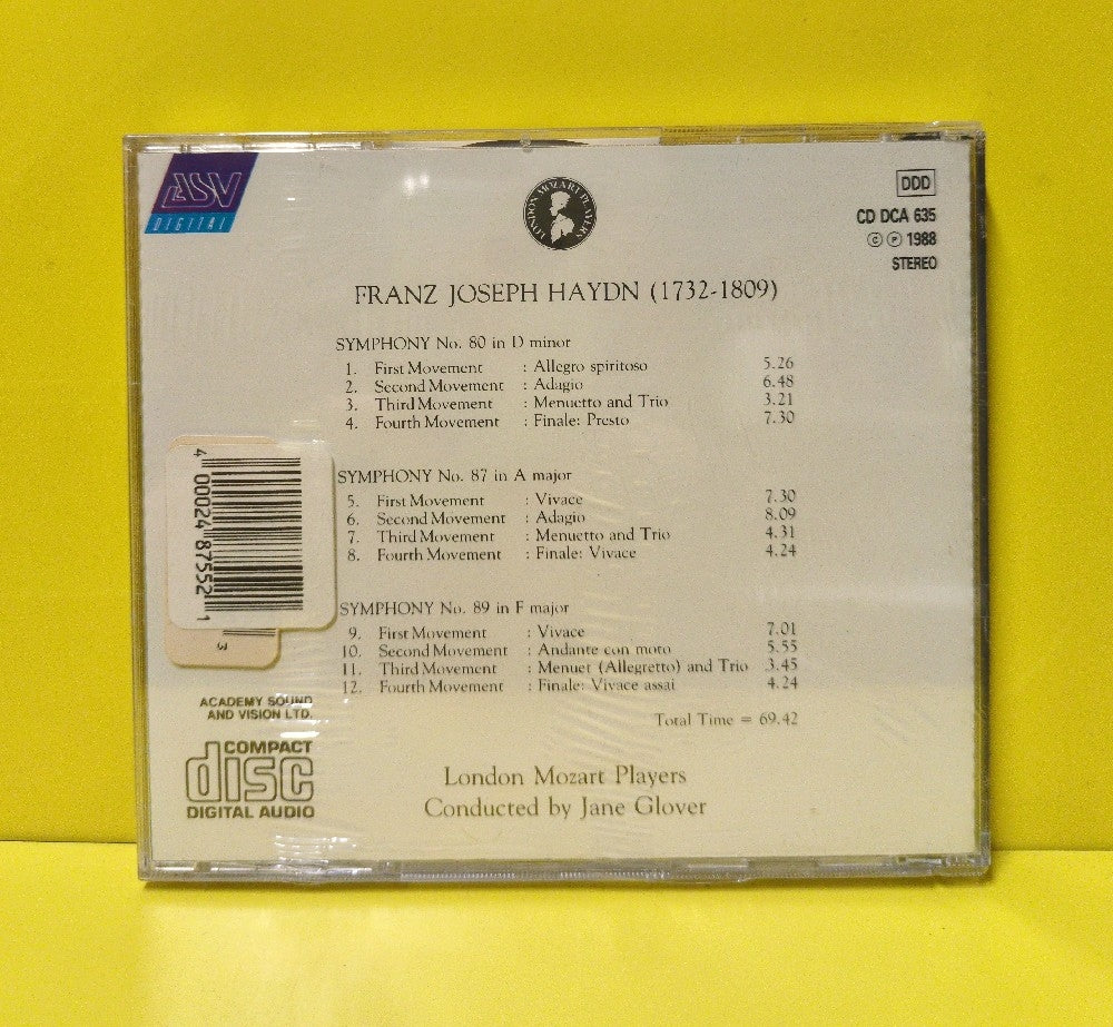 Haydn, London Mozart Players, Jane Glover - Symphonies 80, 87 & 89 - 1988 - CD DCA 635 - New - Sealed - CDs - UK Import