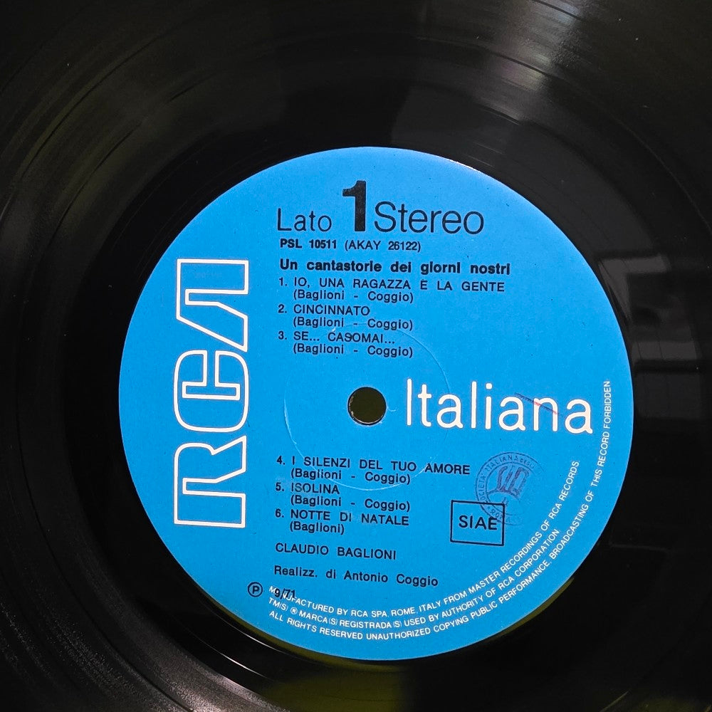 Claudio Baglioni  - Un Cantastorie Dei Giorni Nostri - 1971 - PSL 10511 - Used - VG++ - Vinyl