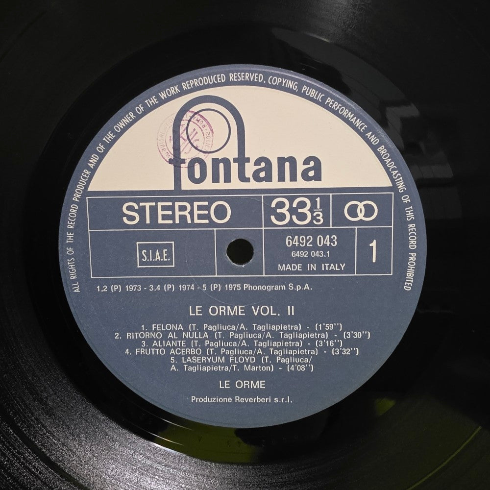 Le Orme - Le Orme Vol 2 - 1977 - 6492 O43 - Used - EX - Vinyl