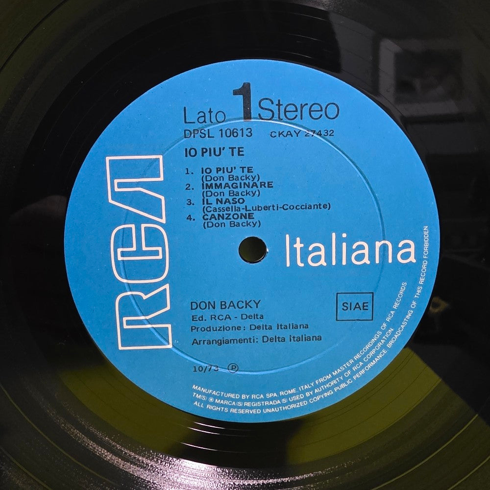Don Backy - Io Più Di Te - 1973 - DPSL 10613 - Used - VG++ - Vinyl