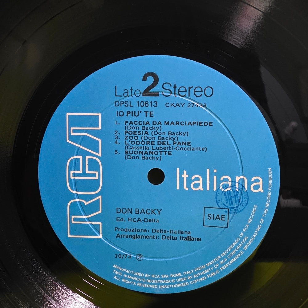 Don Backy - Io Più Di Te - 1973 - DPSL 10613 - Used - VG++ - Vinyl
