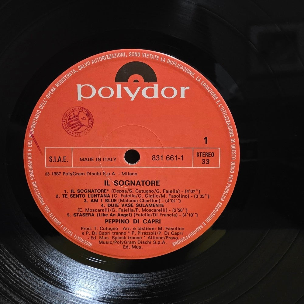 Peppino Di Capri  - Il Sognatore - 1987 - 831 661-1 - Used - VG++ - Vinyl