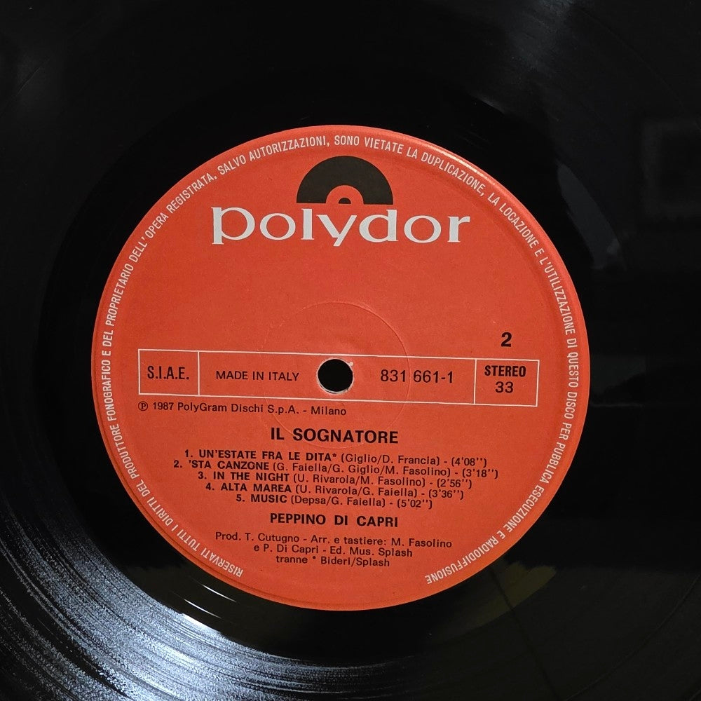 Peppino Di Capri  - Il Sognatore - 1987 - 831 661-1 - Used - VG++ - Vinyl
