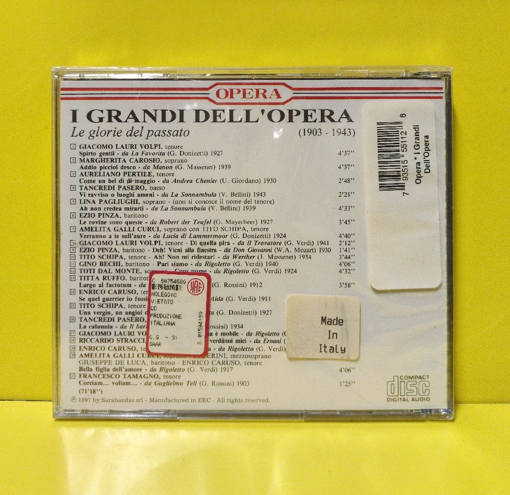 Various - I Grandi Dell'Opera - Le Glorie Del Passato - 1997 - CD 54511 - New - Sealed - CDs - Reissue