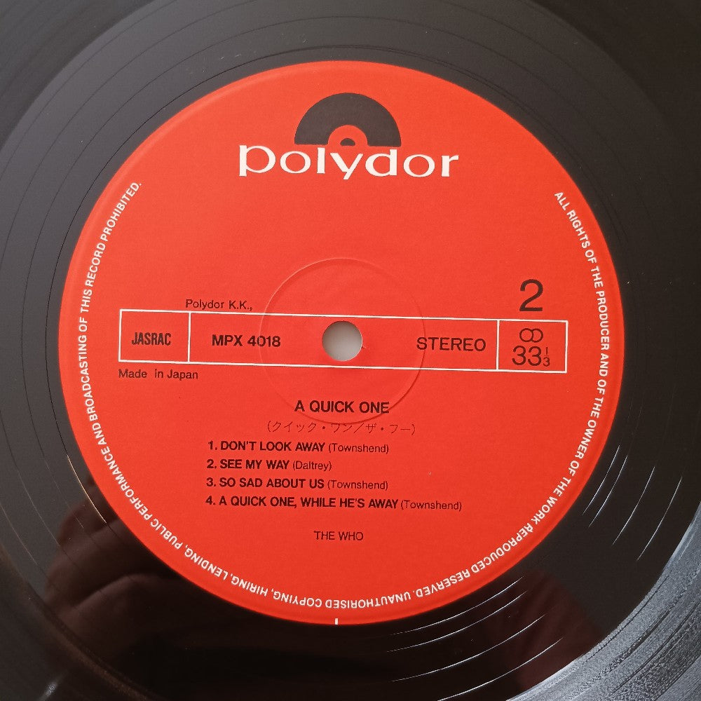 The Who - A Quick One JAPAN - 1980 - MPX 4018 - Used - VG++ - Vinyl