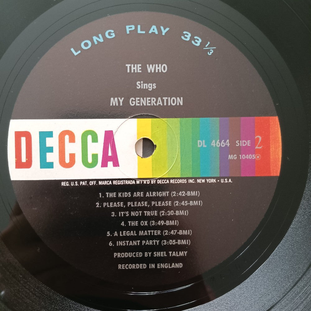The Who - Sings My Generation MONO - 1966 - DL 4664 - Used - VG++ - Vinyl