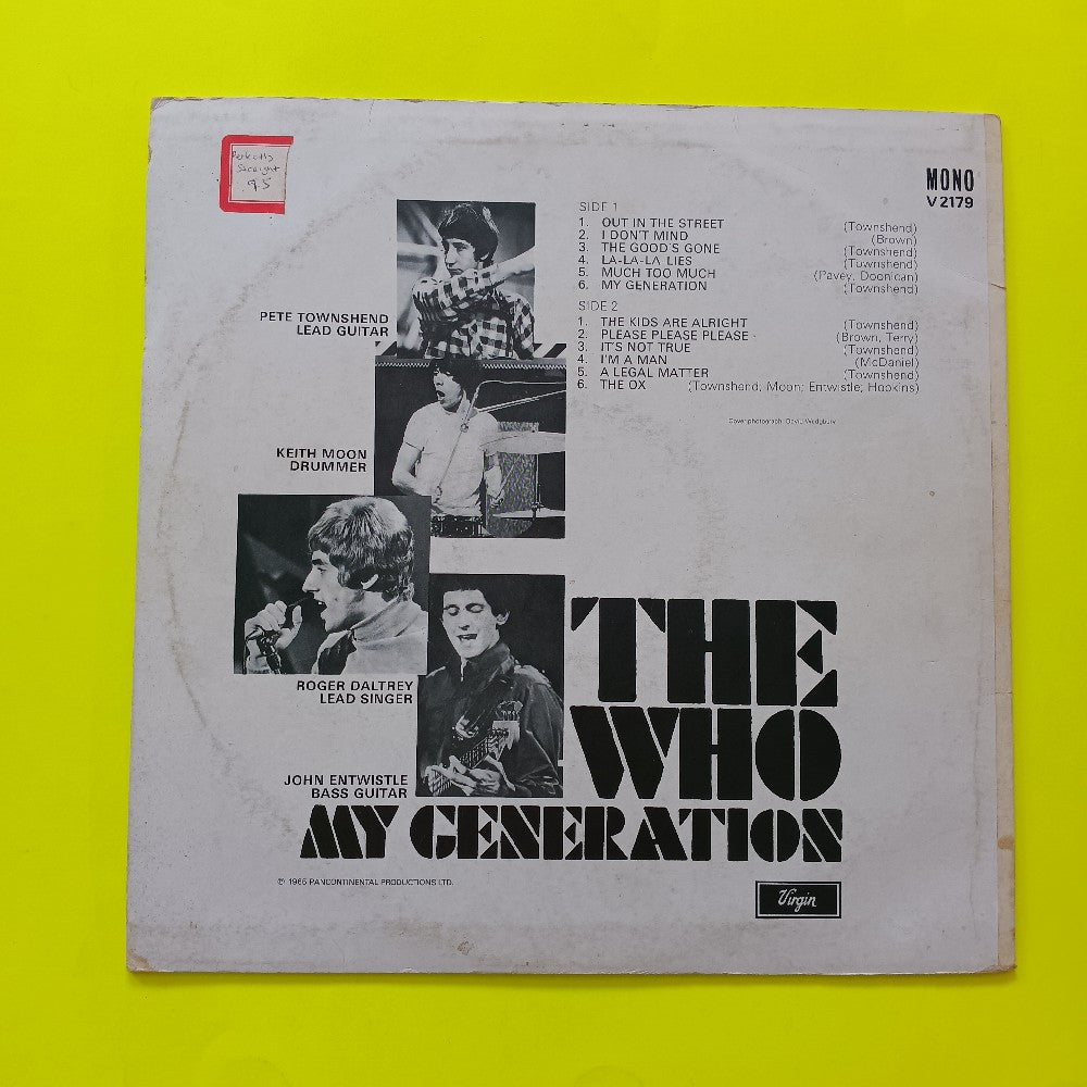 The Who - My Generation UK Lois Music - 1980 - V 2179 - Used - VG++ - Vinyl