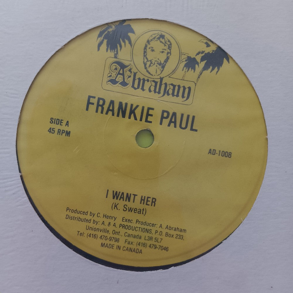 Frankie Paul - I Want Her 12" - AD-1008 - New - Sealed - Vinyl