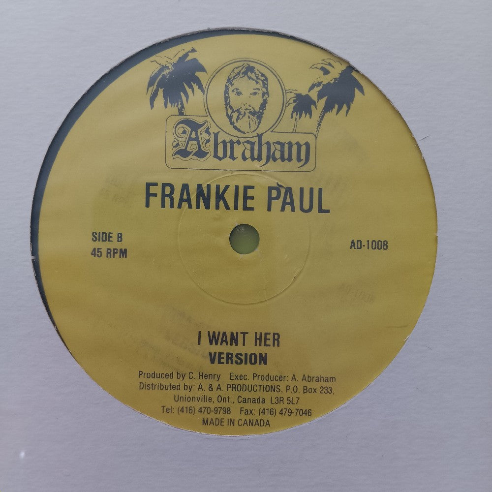 Frankie Paul - I Want Her 12" - AD-1008 - New - Sealed - Vinyl