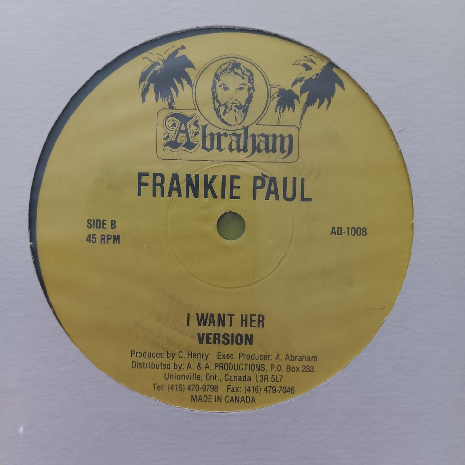 Frankie Paul - I Want Her 12" - AD-1008 - New - Sealed - Vinyl