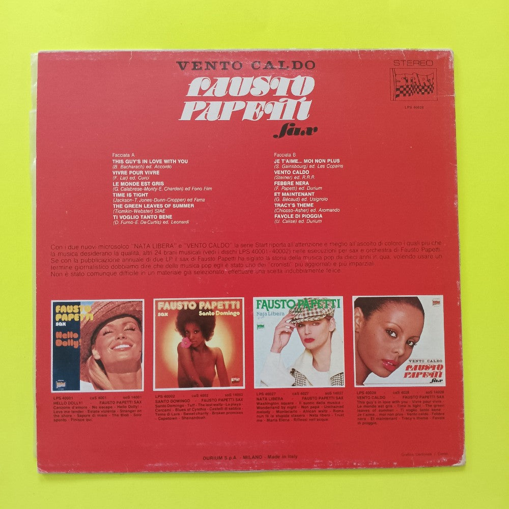 Fausto Papetti - Vento Caldo ITALY  - 1978 - LPS 40028 - Used - VG++ - Vinyl