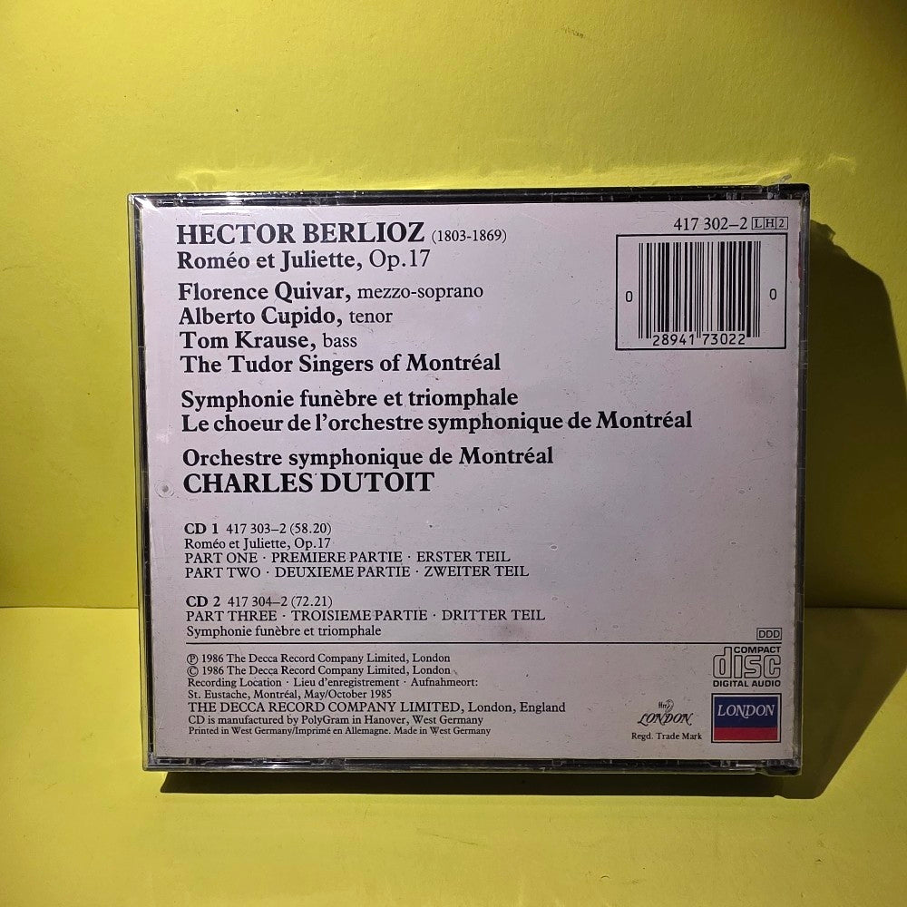 Berlioz, Florence Quivar, Alberto Cupido, Tom Krause, Orchestre Symphonique De Montréal, Charles Dutoit - Roméo Et Juliette / Symphonie Funèbre Et Triomphale - 1986 - 417 302-2 - New - Sealed - CDs
