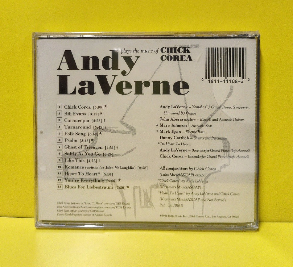 Andy LaVerne − John Abercrombie, Marc Johnson, Mark Egan, Danny Gottlieb - Andy LaVerne Plays The Music Of Chick Corea - 1988 - 11108 - New - Sealed - CDs