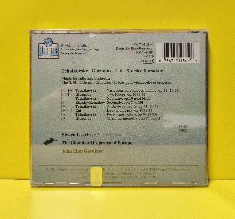 Tchaikovsky, Glazunov, Cui, Rimsky-Korsakov, Steven Isserlis, John Eliot Gardiner, The Chamber Orchestra Of Europe - Rococo Variations (Original Version) / Andante Cantabile - 1990 - VC 7 91134-2/0777 7 59595 2 9 - New - Sealed - CDs - European Import