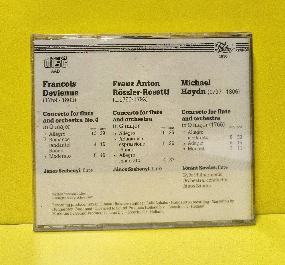 Devienne, Rosetti, M. Haydn, The Budapest Philharmonic Orchestra, Janos Sandor, Janos Szebenyi, Lorant Kovacs - Concertos For Flute - 1810 - New - Sealed - CDs - European Import