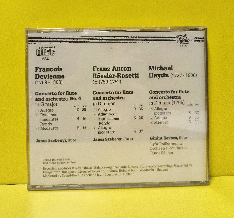 Devienne, Rosetti, M. Haydn, The Budapest Philharmonic Orchestra, Janos Sandor, Janos Szebenyi, Lorant Kovacs - Concertos For Flute - 1810 - New - Sealed - CDs - European Import
