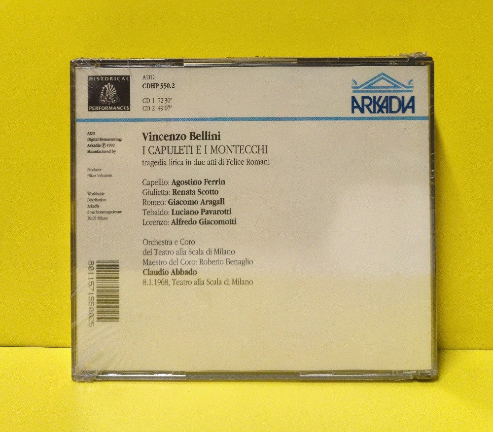 Bellini, Scotto, Aragall, Pavarotti, Abbado, Teatro Alla Scala - I Capuleti E I Montecchi - 1992 - CDHP 550.2 - New - Sealed - CDs - 2xCD