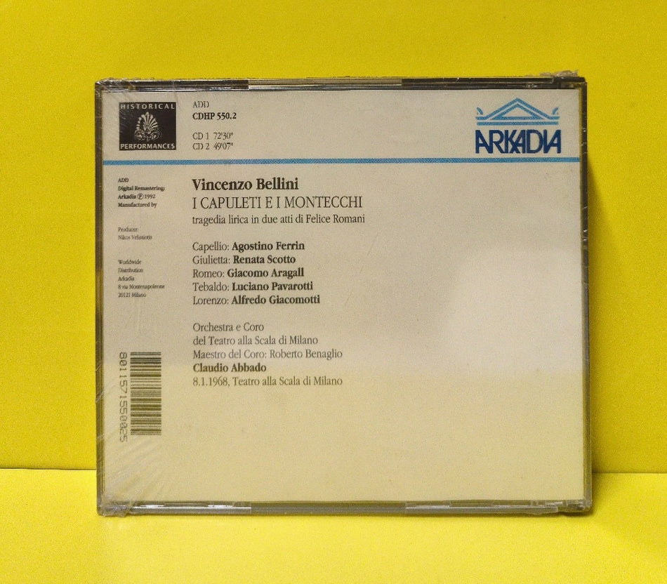 Bellini, Scotto, Aragall, Pavarotti, Abbado, Teatro Alla Scala - I Capuleti E I Montecchi - 1992 - CDHP 550.2 - New - Sealed - CDs - 2xCD