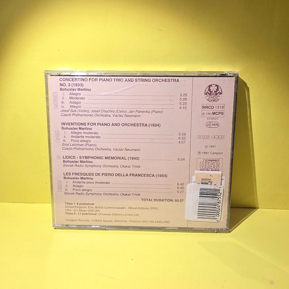Martinu - Les Fresques De Piero Della Francesca / Lidice / Inventions For Piano And Orchestra - 1991 - RRCD 1318 - New - NM - CDs