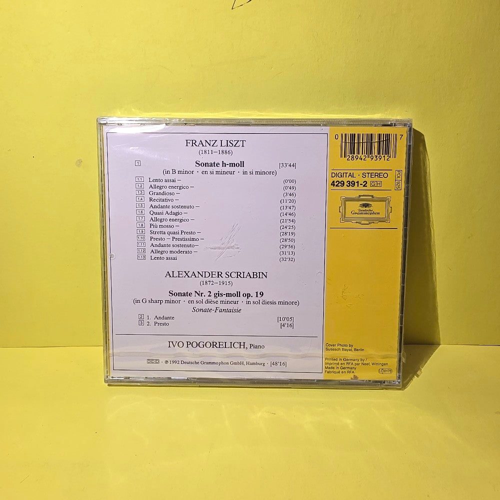 Liszt, / Scriabin, Ivo Pogorelich - Sonate H-Moll = Sonata In B Minor /  Klaviersonate = Piano Sonata No. 2 - 1992 - 429 391-2 - New - Sealed - CDs
