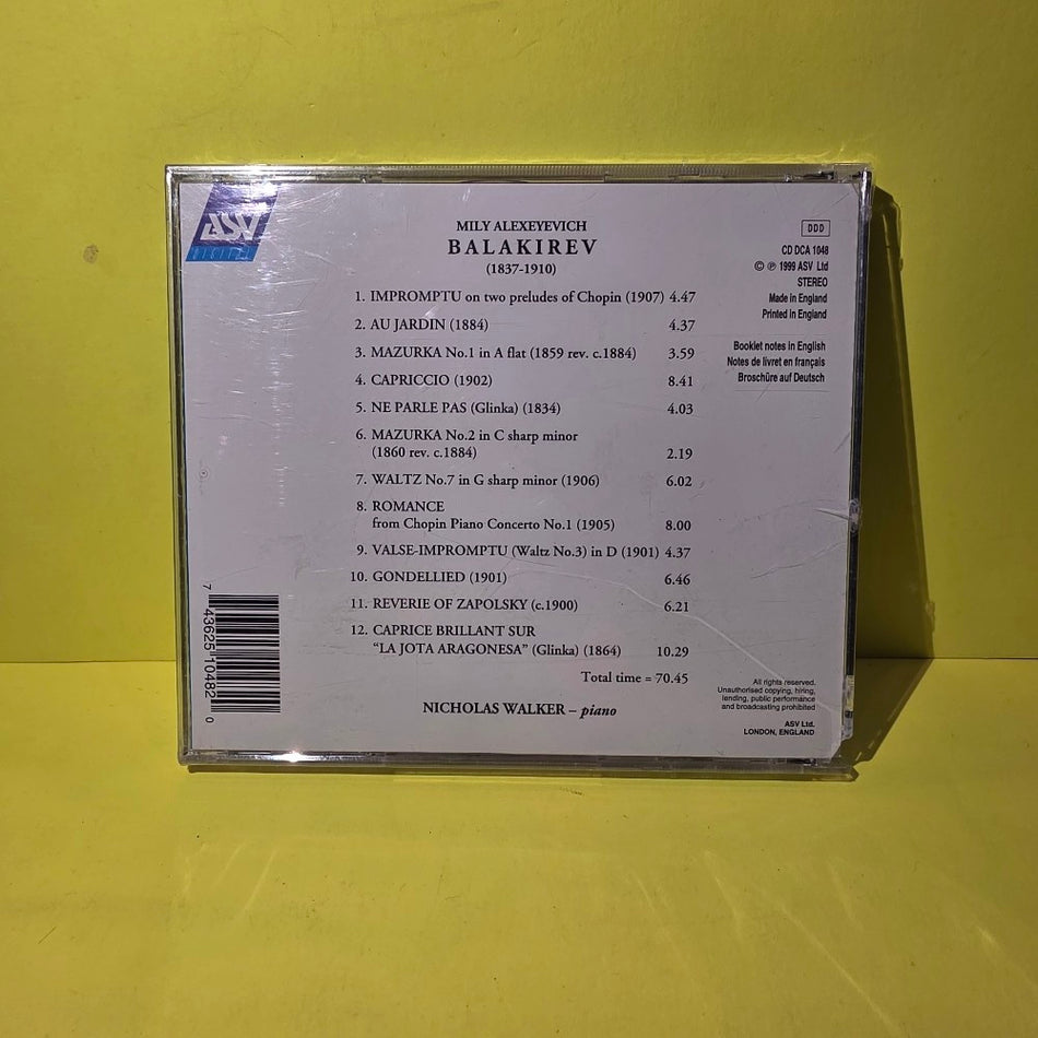 Mily Alexeyevich Balakirev - Nicholas Walker  - 1999 - CD DCA 1048 - New - Sealed - CDs