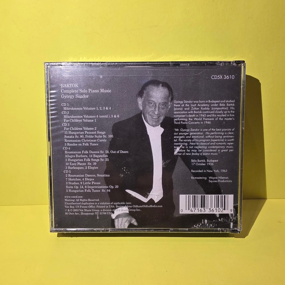 Bartok, György Sándor - Complete Solo Piano Music - 2003 - CD5X 3610 - New - Sealed - CDs