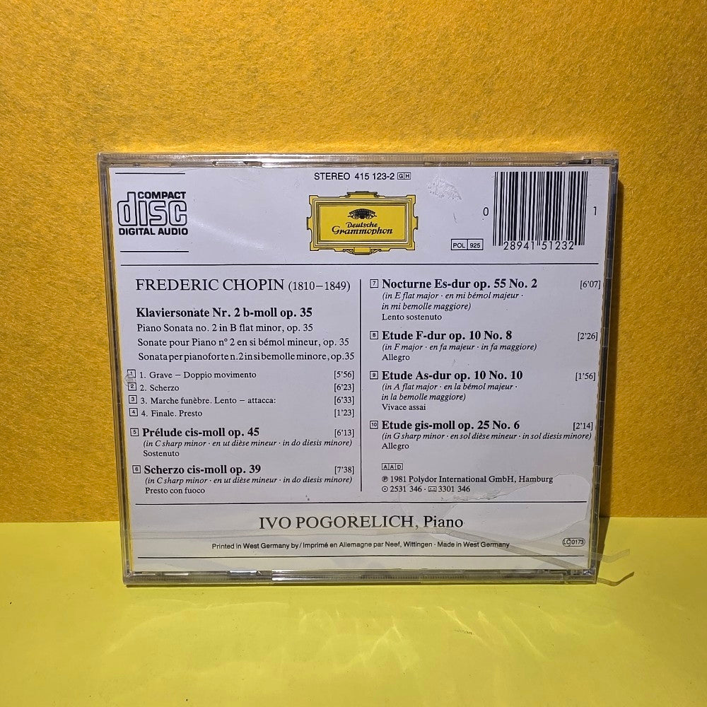 Chopin, Ivo Pogorelich - Chopin Recital  - 415 123-2 - New - Sealed - CDs