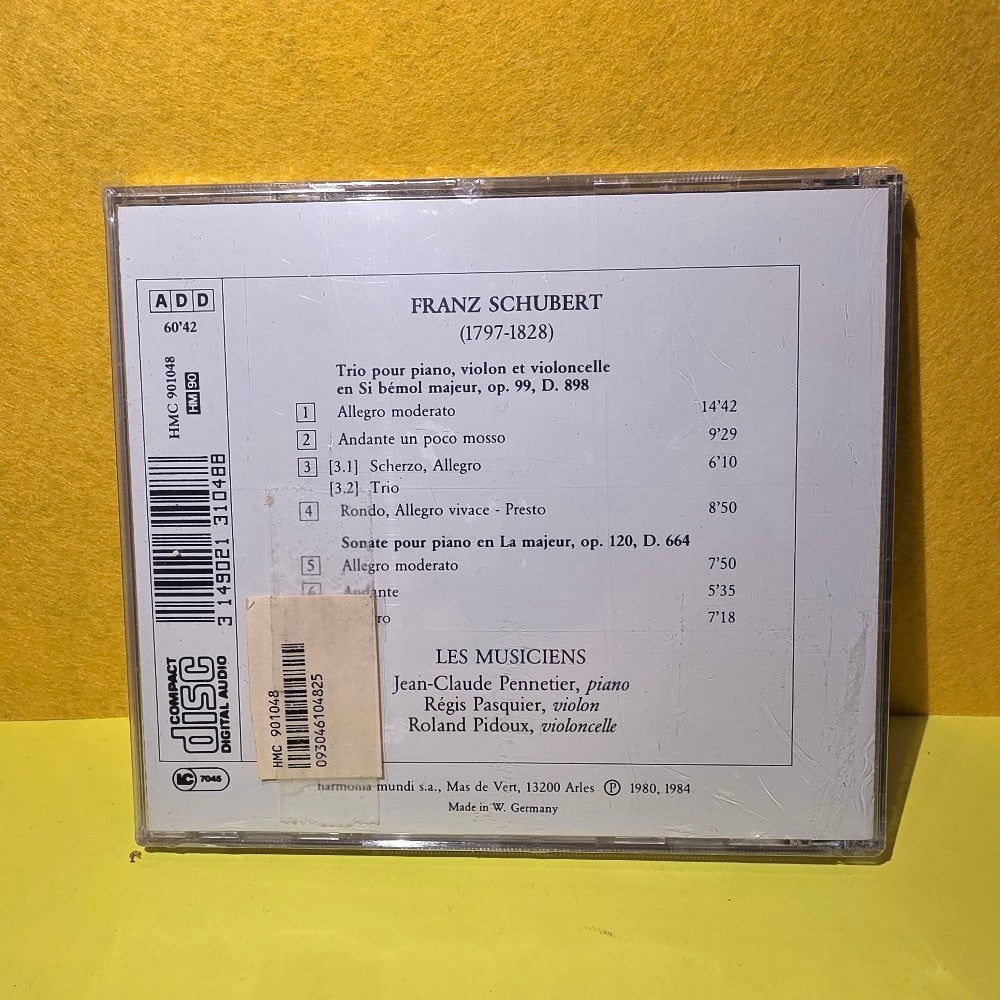 Schubert, Jean-Claude Pennetier, Régis Pasquier, Roland Pidoux - Trio op. 99 / Sonate op. 120 - 1984 - HMC 901048 - New - Sealed - CDs