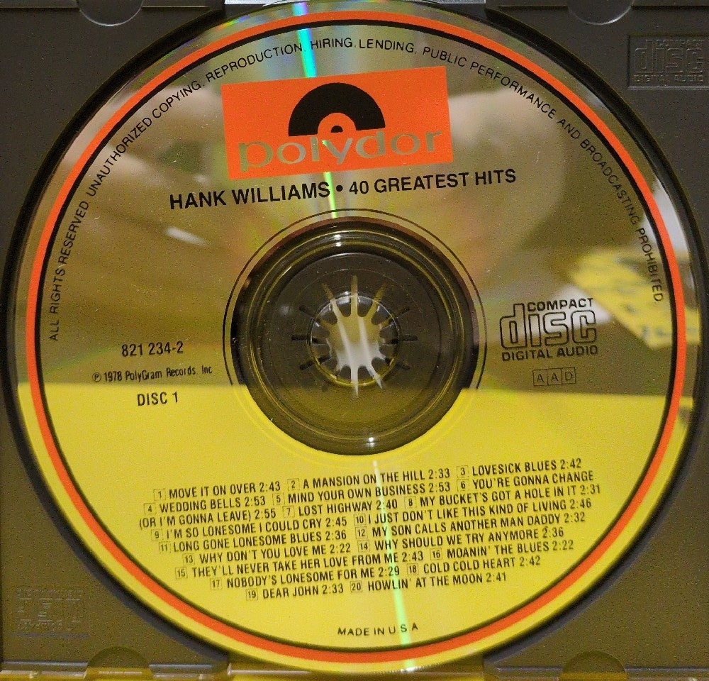 Hank Williams - 40 Greatest Hits - 821 233-2 - Used - EX - CDs - 2xCD - Reissue