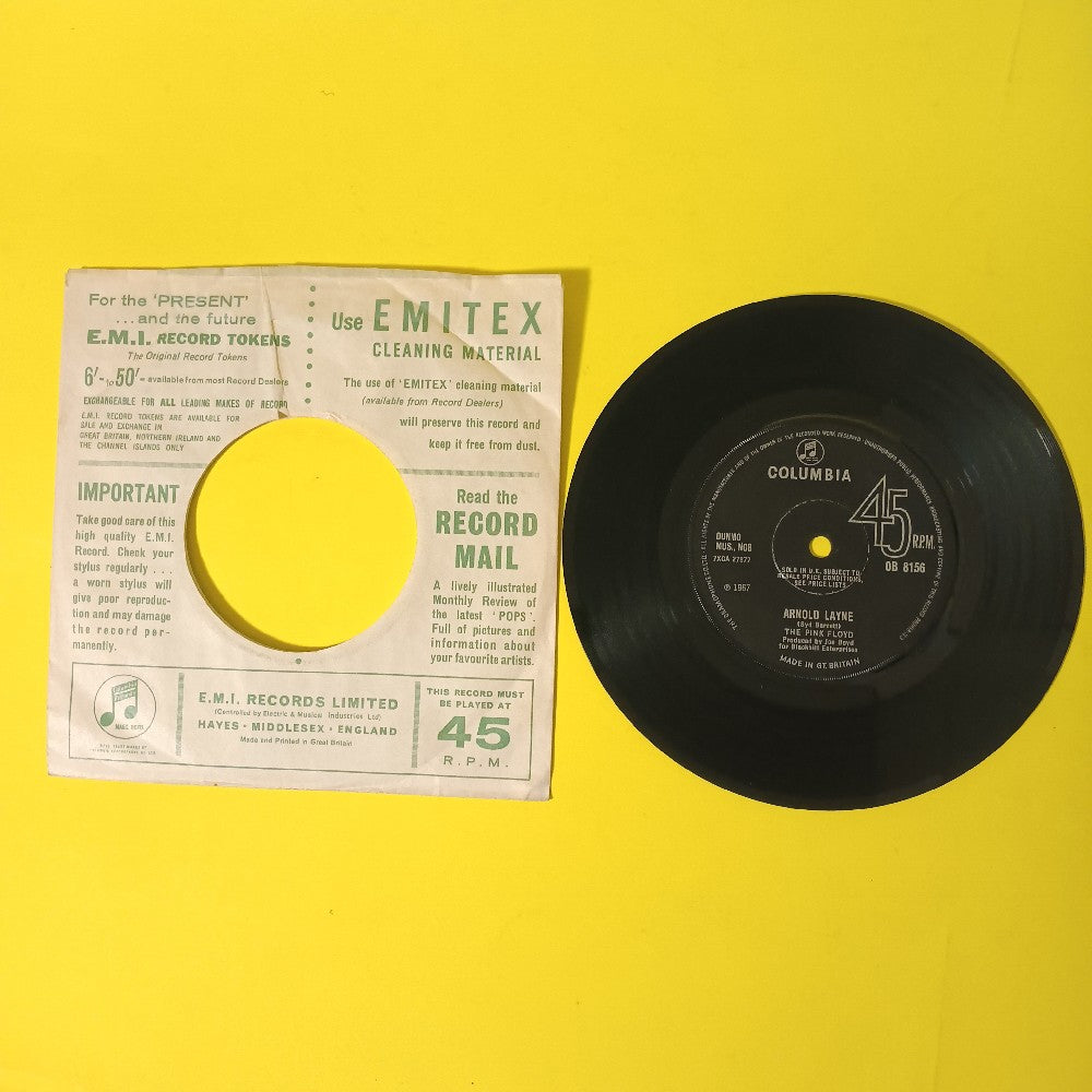 The Pink Floyd - Arnold Layne UK 7" 45 PROMO - 1967 - DB 8156 - Used - VG - Vinyl