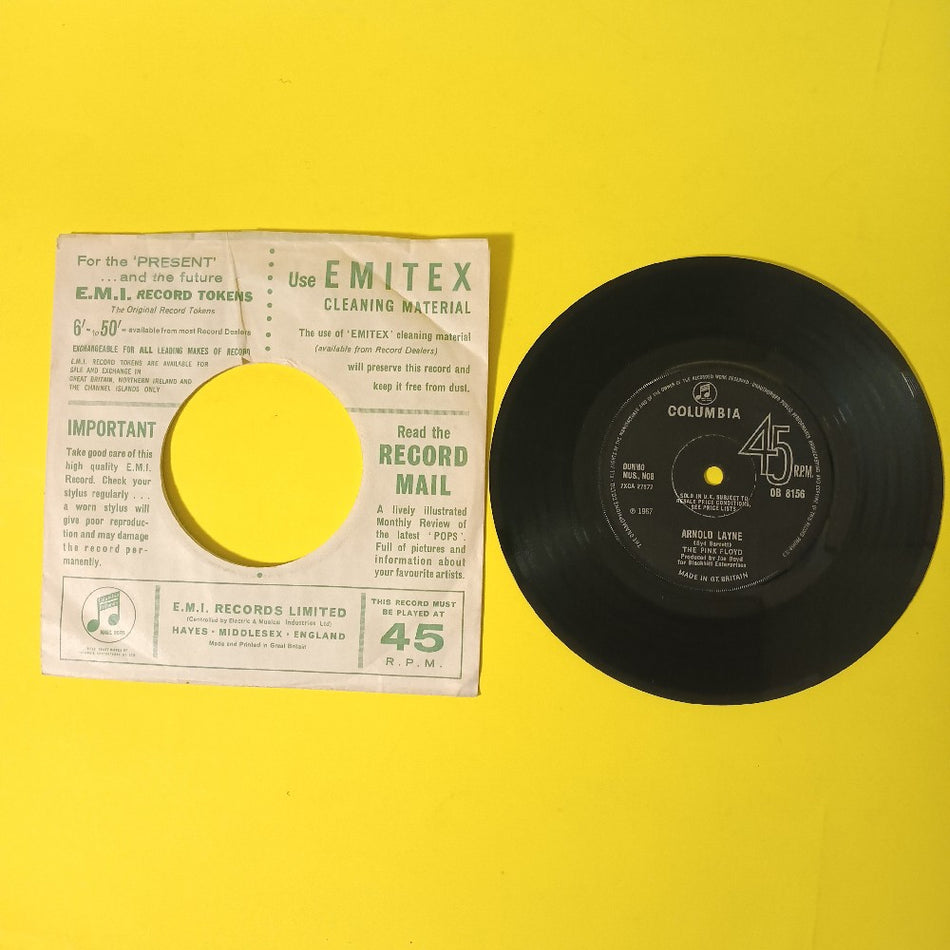 The Pink Floyd - Arnold Layne UK 7" 45 PROMO - 1967 - DB 8156 - Used - VG - Vinyl