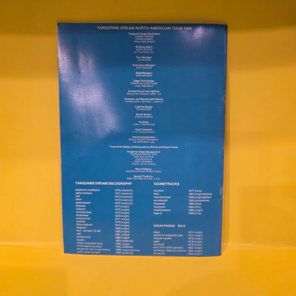 Tangerine Dream North America Tour 1986 - 1986 - Used - Books