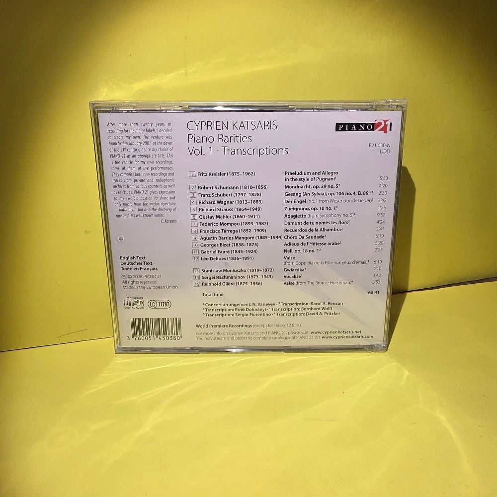 Cypriot Katsaris - Piano Rarities Vol. 1 Transcription  - 2008 - P21 030- N - New - Sealed - CDs
