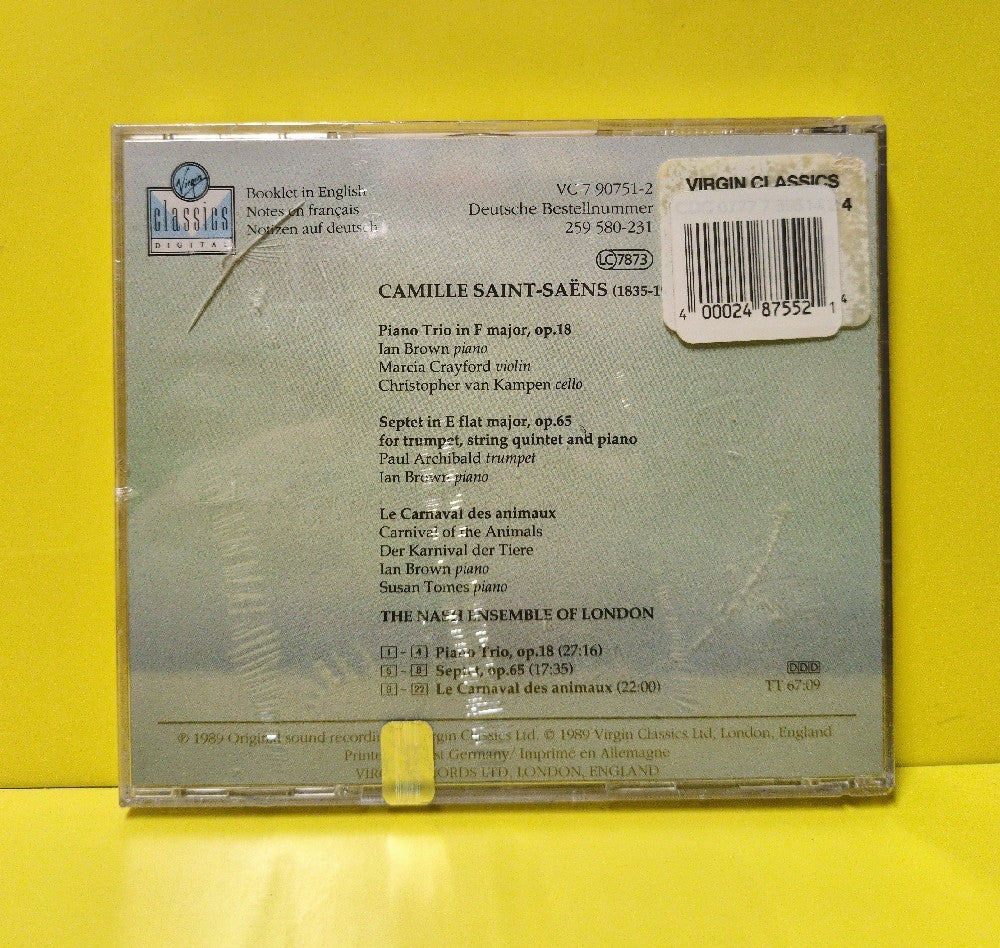 Saint-Saëns, The Nash Ensemble - Le Carnaval Des Animaux · Piano Trio Op. 18 · Septet Op. 65 - 1989 - VC 7 90751-2 / 0777 7 59514 2 4 - New - Sealed - CDs - European Import