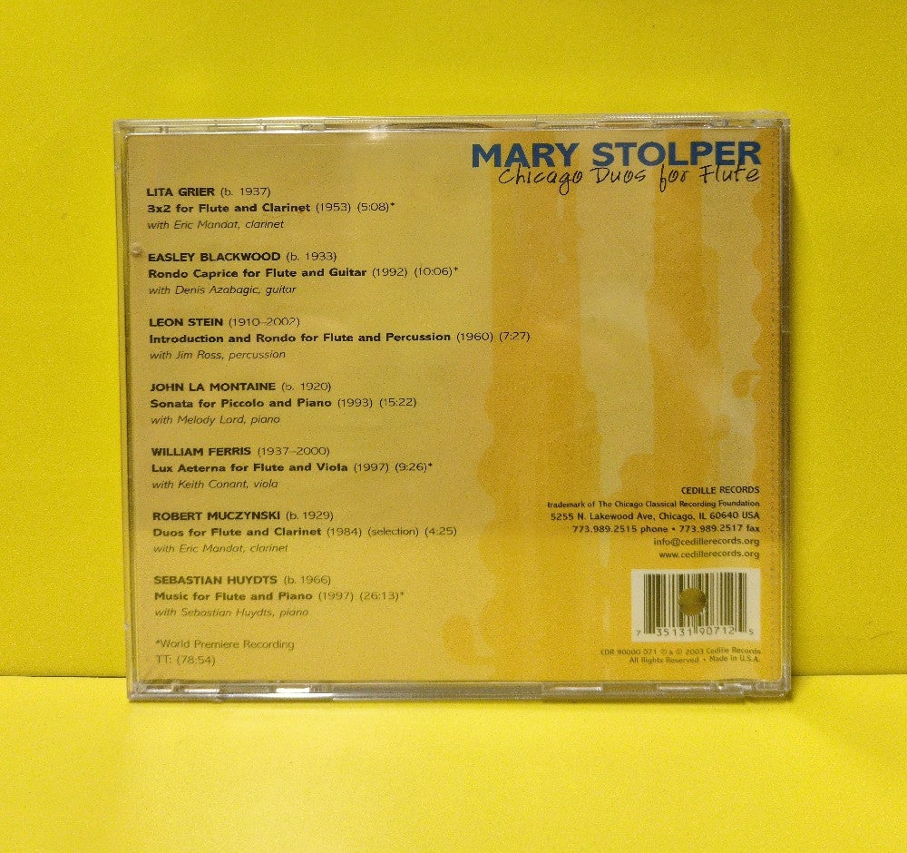 Mary Stolper - Chicago Duos For Flute - 2003 - CDR 90000 071 - New - Sealed - CDs