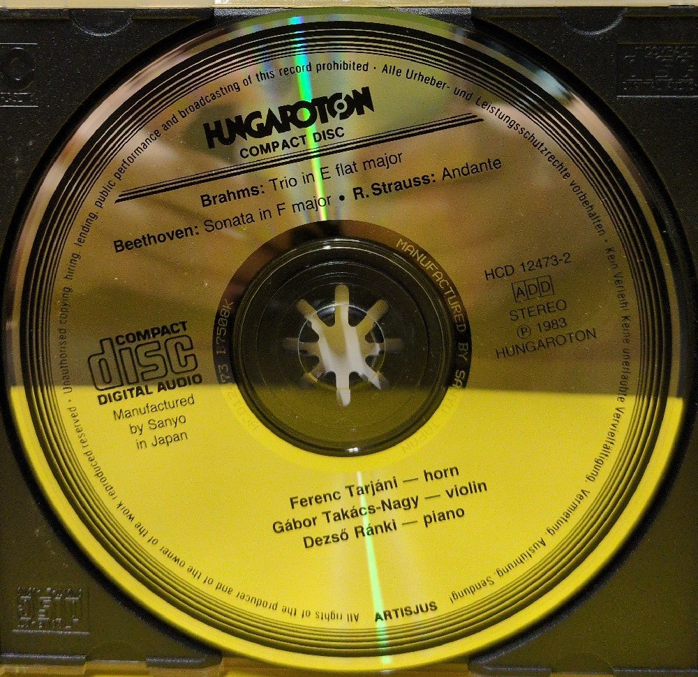 Brahms, Beethoven, R. Strauss, Ferenc Tarjani, Gabor Takacs-Nagy, Dezso Ranki - Horn Trio / Horn Sonata / Andante - 1987 - HCD 12473-2 - Used - EX - CDs - Hungary Import