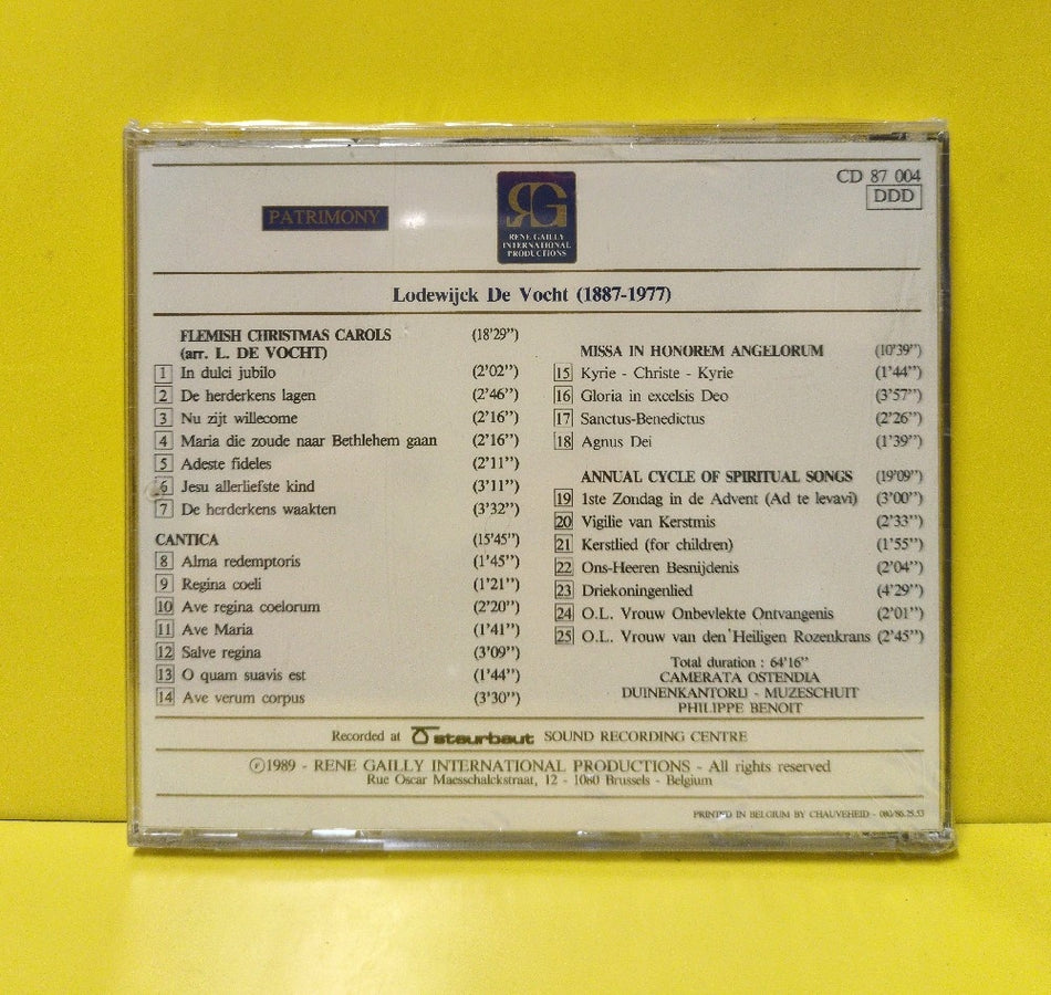 Camerata Ostendia, Duinenkantorij, Muzeschuit, Philippe Benoit, Lodewijk De Vocht - Lodewijk De Vocht - Choral Works - 1989 - CD 87 004 - New - Sealed - CDs - Belgium Import