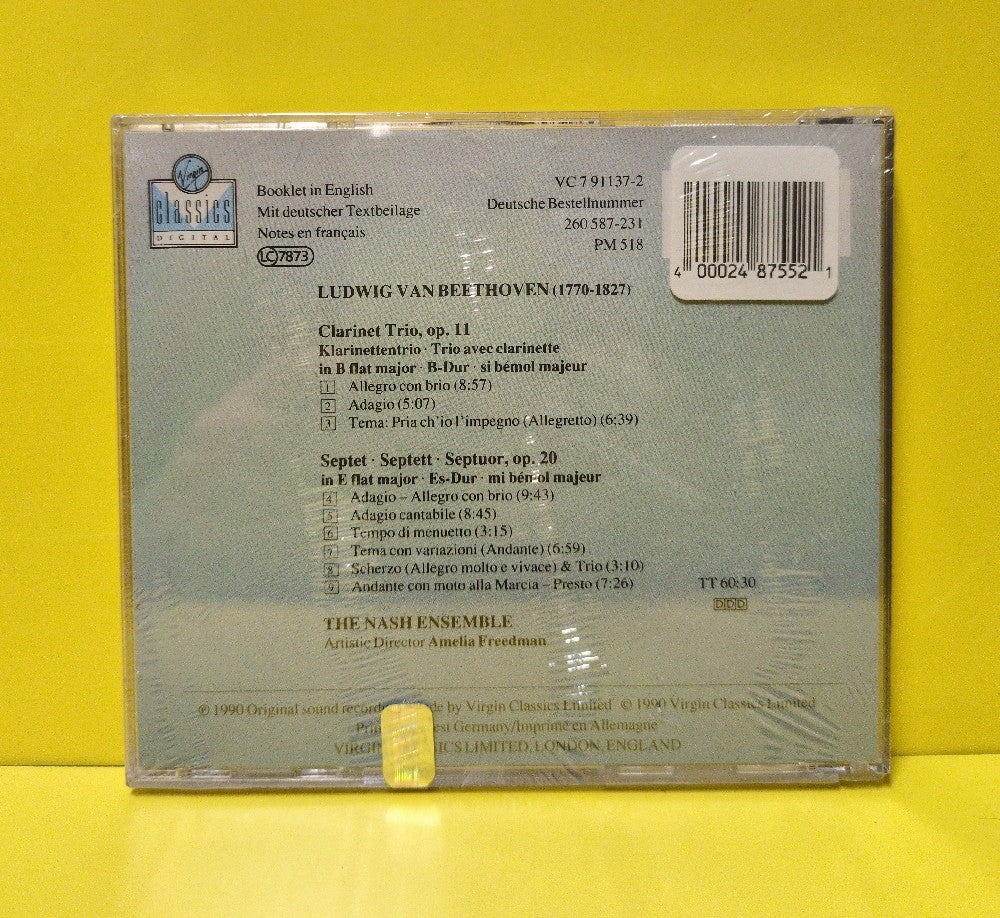 Beethoven, The Nash Ensemble - Septet Op. 20 Clarinet Trio Op. 11 - 1990 - VC 7 91137-2 - New - Sealed - CDs - Germany Import
