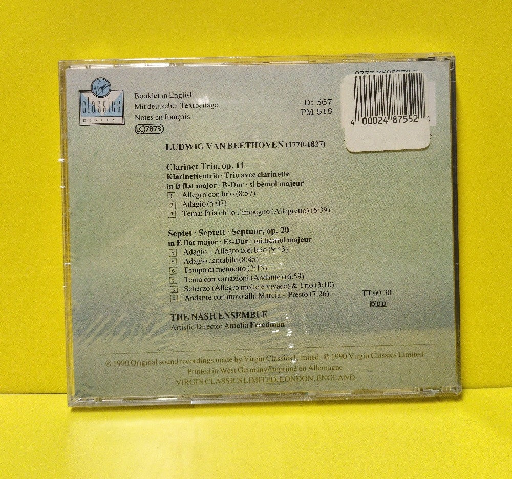 Beethoven, The Nash Ensemble - Septet Op. 20 Clarinet Trio Op. 11 - 1990 - 0777 7595972 7 - New - Sealed - CDs - Germany Import