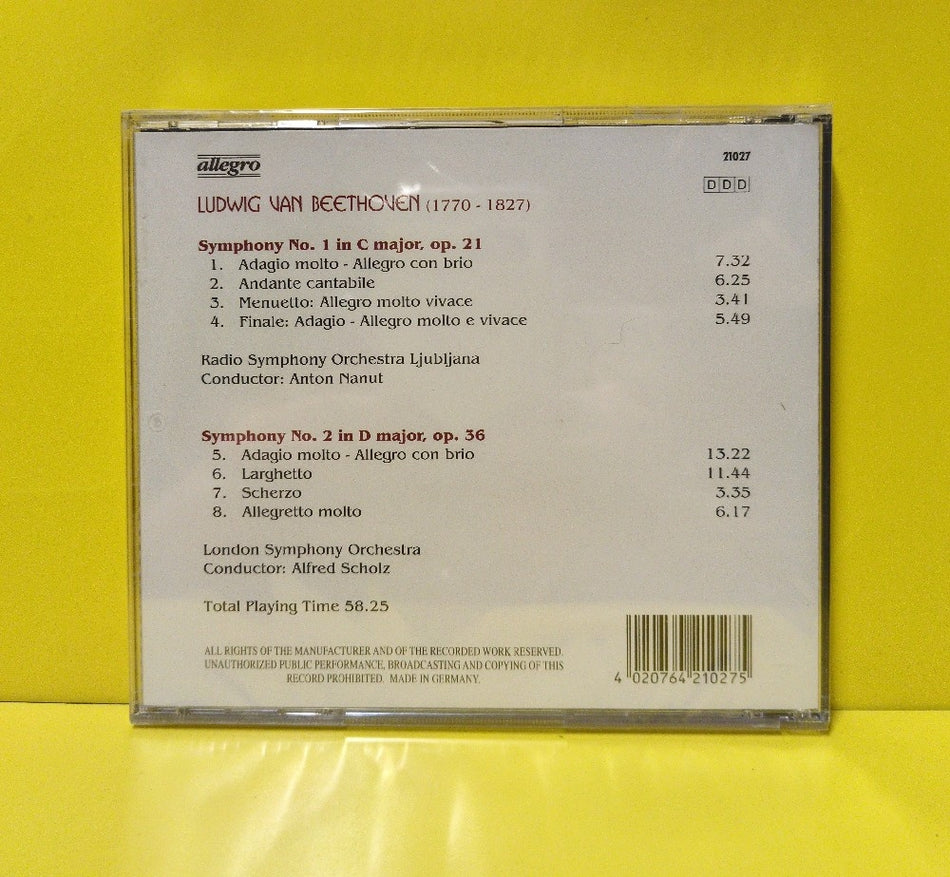 Beethoven, London Symphony Orchestra, Alfred Scholz - Symphony No. 1, 2 - 21027 - New - Sealed - CDs - Germany Import