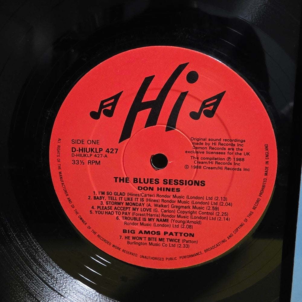 Various - Hi Records: The Blues Sessions - 1988 - DHI UK LP 427 - Used - VG++ - Vinyl